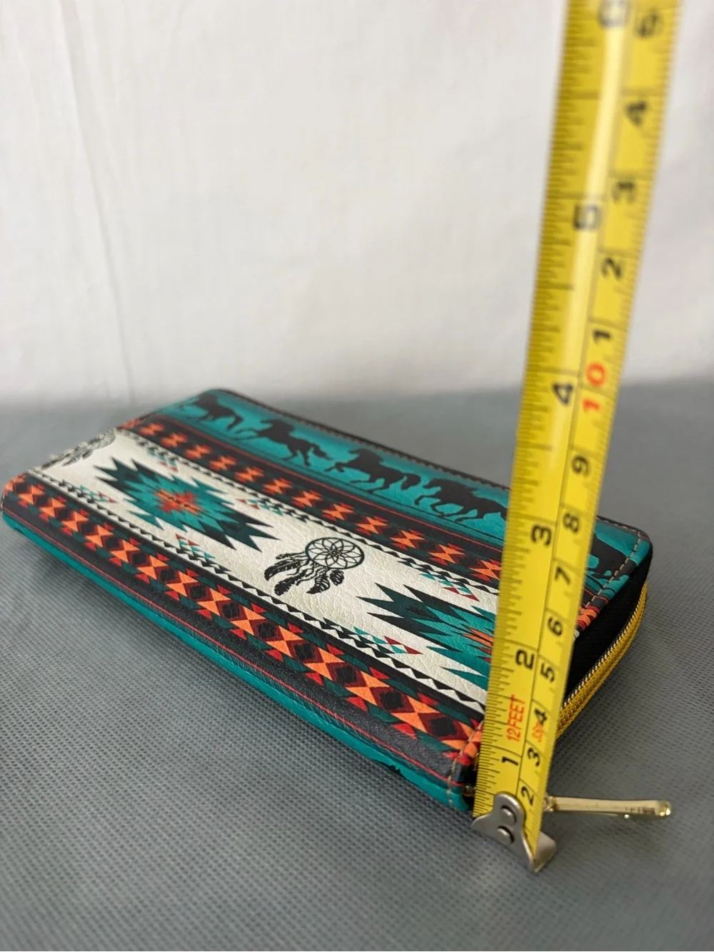 Western Aztec Wallet Horse Multicolor Zip Around (B193)